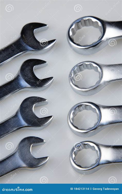 Set Of Wrenches Chromed Tools For Auto And Construction Stock Photo