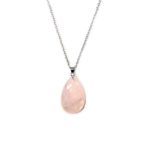 Natural Rose Quartz Water Drop Necklace Rose Quartz Store