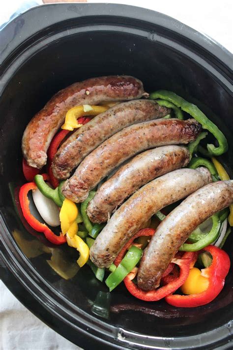 Easy Crock Pot Slow Cooker Sausage And Peppers Recipe Wicked Spatula