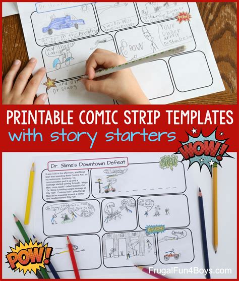 Printable Comic Strip Templates With Story Starters Frugal Fun For