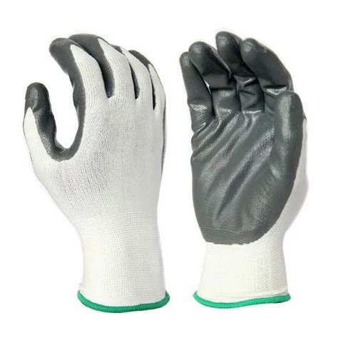 Free Size White And Grey Nitrile Coated Cut Resistant Gloves At Rs 20