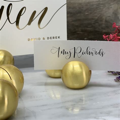 Gold Round Place Card Holders Brushed Gold Table Number Etsy