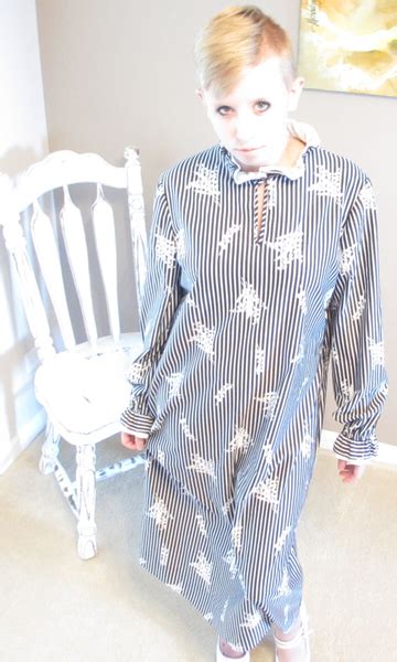 Vintage 1960s Ilgwu Silk Dress With Navy And White Stripes And White
