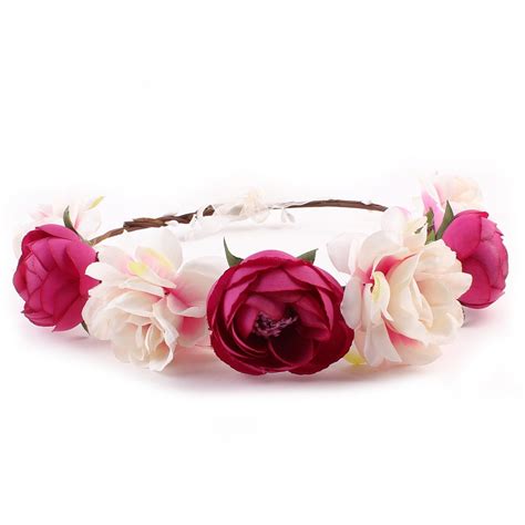 Girl Roses Carnations Peony Flower Bridal Floral Crown Hair Wreath Mint