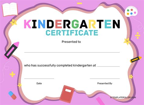 Kindergarten Diploma Template Pink Download Printable Pdf