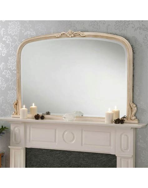 Antique French Style Overmantle Mirror Ornate Ivory Decorative