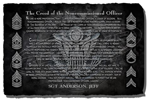 Army Nco Creed Commemorative Stone Plaque Army Creed Recognition Award