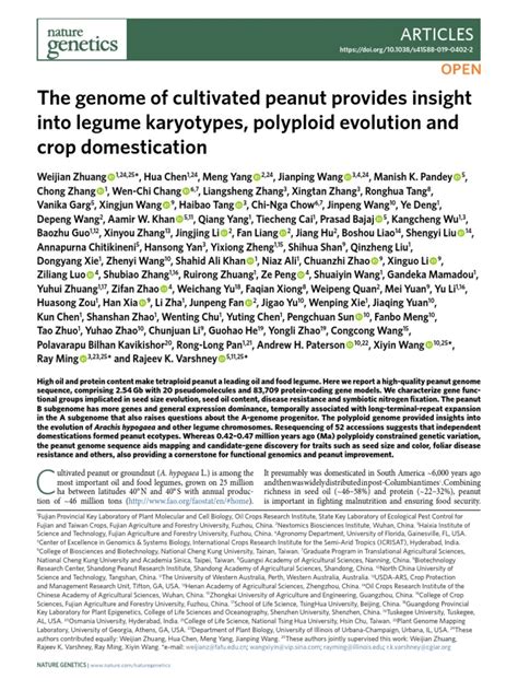 The Genome Of Cultivated Peanut Provides Insight Into Legume Karyotypes