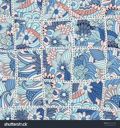 Colorful retro summer blossom scandinavian vintage style florals illustration print in mustard by littlesmilemakers. Vector Abstract Seamless Patchwork Pattern With Floral ...