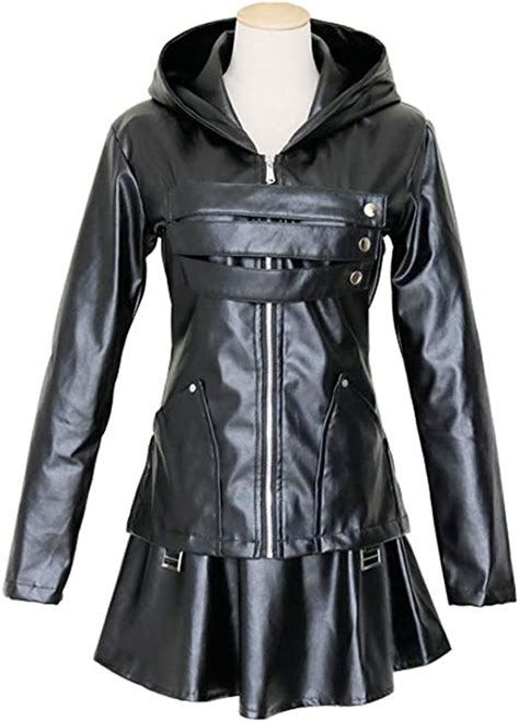 Expeke Womens Black Leather Suit Anime Cosplay Halloween