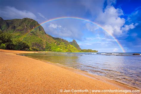 Tunnels Beach Rainbow Photo Picture Print Cornforth Images