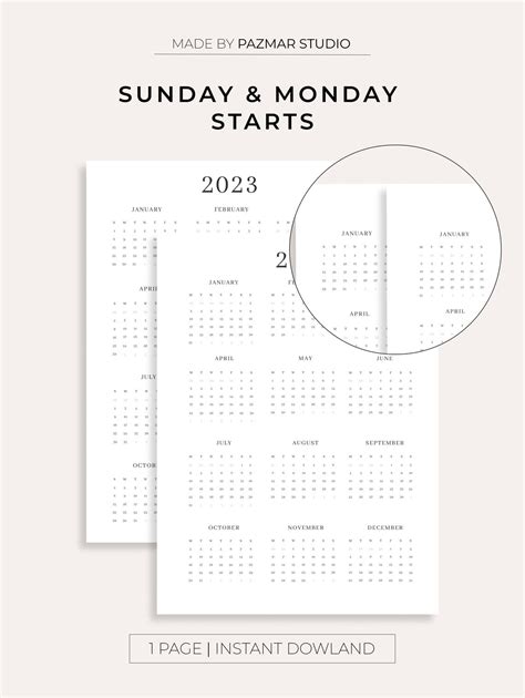 2023 Calendar Printable Calendar 2023 Monthly Planner A4 Etsy