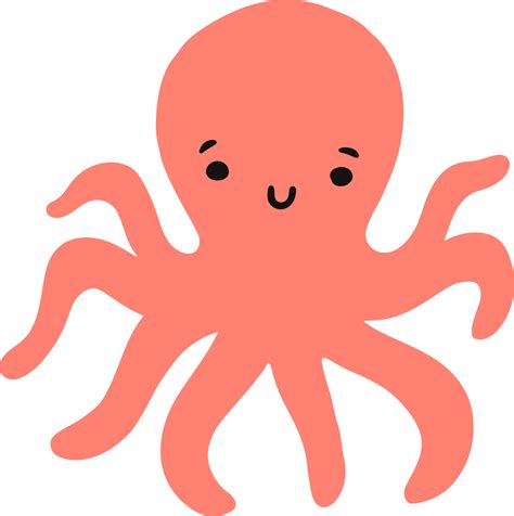 Cute Octopus Illustration For Design Element PNG