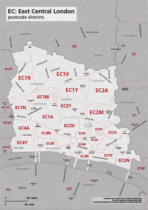 Map Of Ec Postcode Districts East Central London Maproom