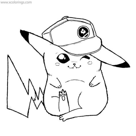 Mega Pokemon Coloring Pages Pikachu With Hat