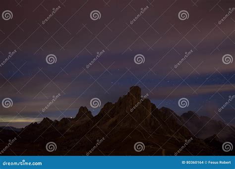 Night Sky With Stars At Mountains Stock Photo Image Of Giau Dusk