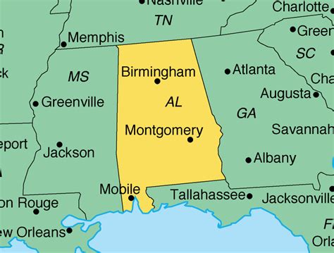 Alabama On The Us Map | Cities And Towns Map