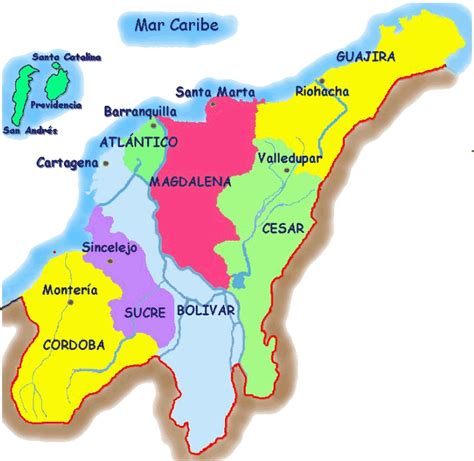 Cultura Caribe: mapa de la region caribe