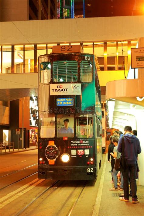 Hong Kong Double Decker Tram Redaktionelles Stockbild Bild Von