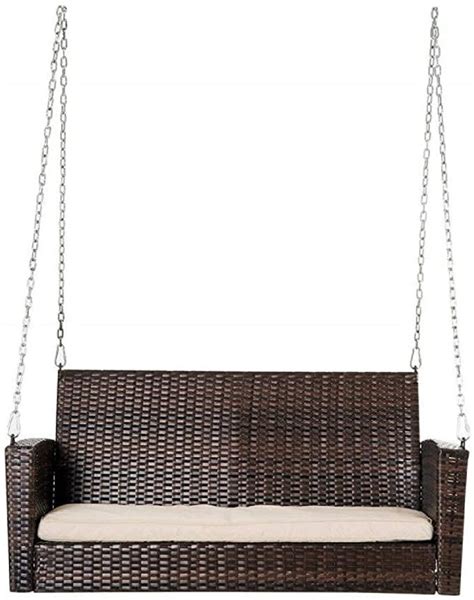 Porch Swing And Glider Brown Resin Wicker 2 Person Porch Swing