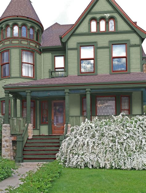 It's about the total look. green victorian house - Google Search in 2020 | Exterior paint colors for house, Victorian house ...