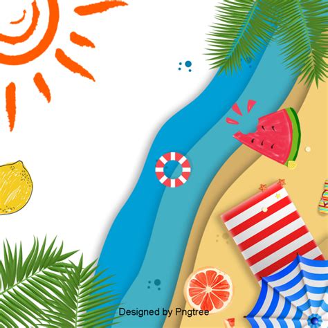 Beautiful Cartoon Lovely Hand Painted Summer Vacation Leisure Sun