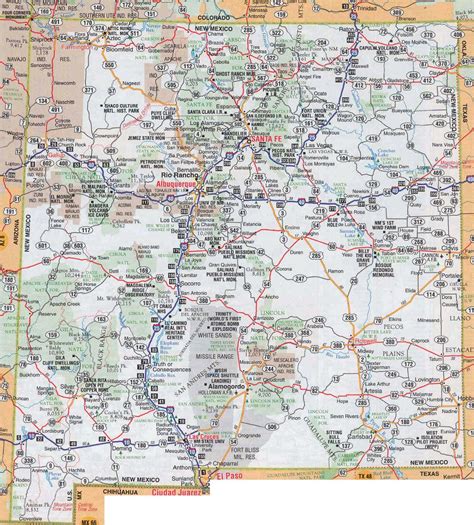 Large Detailed Roads And Highways Map Of New Mexico State With National Parks And Cities New
