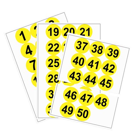 Uxcell 75mm Dia Pvc Round Number Stickers Number 1 50 Yellow