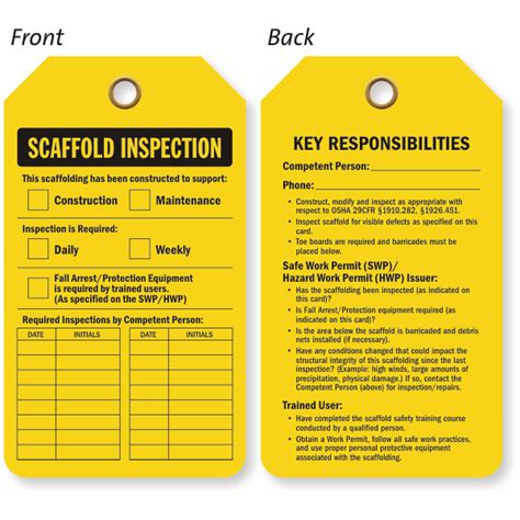 Safety harness inspection tag colours. Construction, Maintenance Scaffolding Inspection Tag, SKU ...
