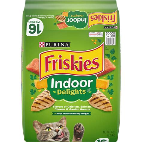 A combination of appealing shapes tantalizes her senses, while a blend of salmon, chicken, cheese and garden greens flavors provides a great taste cats love. Friskies® Indoor Delights Dry Cat Food | Pets | My ...