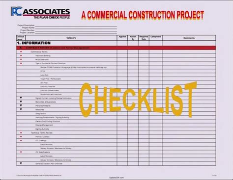 Construction Project Checklist Template