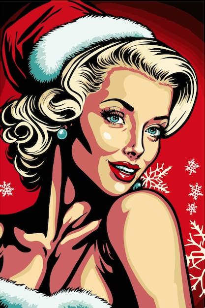 Fille De Santa Pop Art Sexy Pin Up Santa Girlvector Illustration Pour