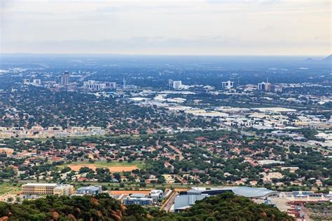 Premium Photo Aerial View Of Gaborone City Downtown Spread Out Over