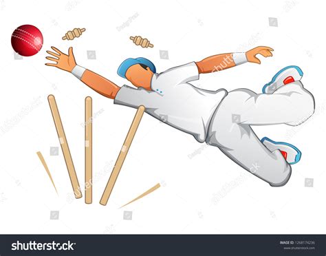 Cricket Fielding Action Illustration Eps 10 Stock Vector Royalty Free