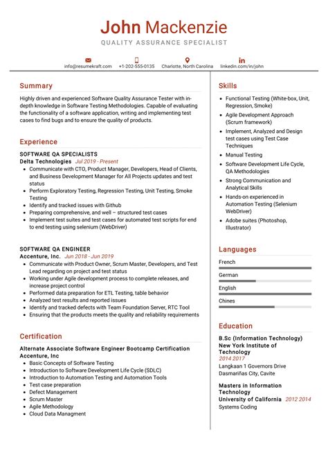 Maybe you would like to learn more about one of these? Quality Assurance Specialist Resume Sample - ResumeKraft