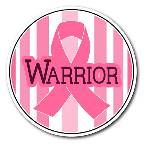 Warrior Pink Ribbon Circle Sticker Combat Breast Cancer