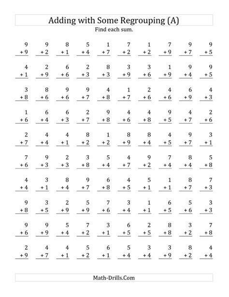 Printable math worksheets from k5 learning. The 100 Single-Digit Addition Questions with Some ...
