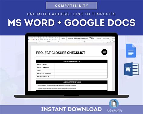 Project Closure Checklist Probiztemplates