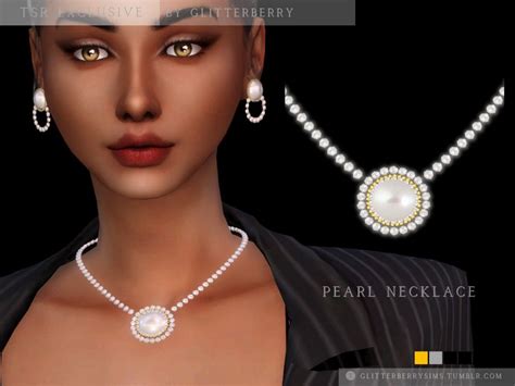 Sims 4 — Pearl Necklace By Glitterberryfly — A Statement Pearl Necklace