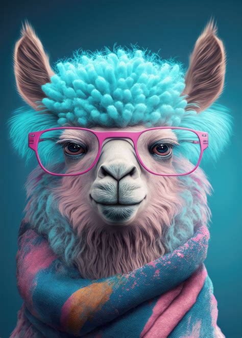 Cute Llama Art Poster Picture Metal Print Paint By Creative Ys