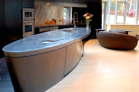 Trendy Oval Kitchen Island With Concrete Countertop Decoist