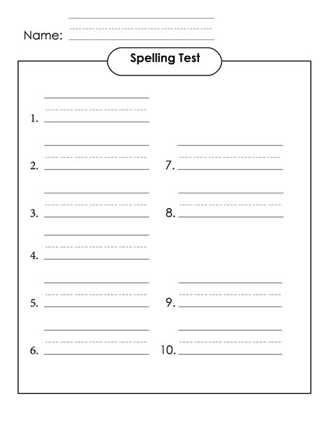 Printable Spelling Test Template Words Printable Templates