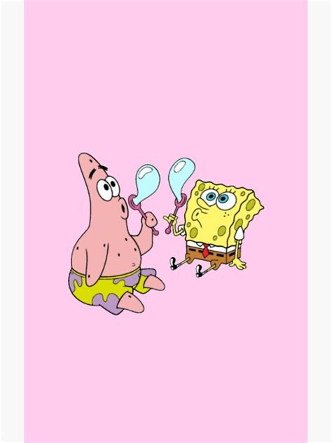 Spongebob And Patrick Blowing Bubbles Pink Sticker For Sale By Itsdaisyyt Redbubble