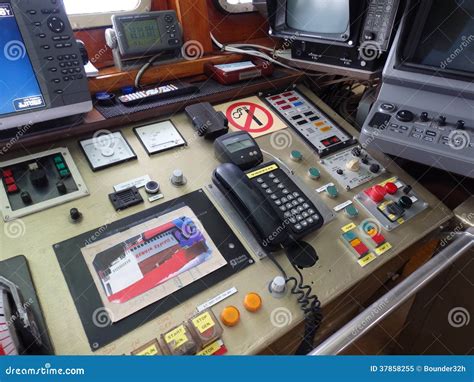 A Ship S Bridge With Controls Panel Editorial Image Image Of