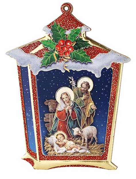Lantern With Nativity Scene Ornament Standing Or Hanging Made In Italy