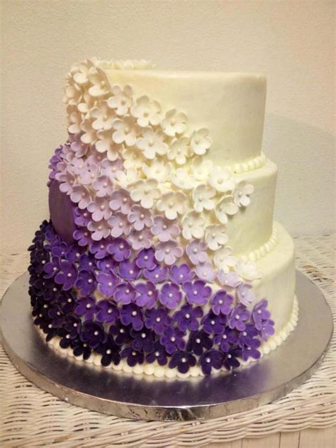 Purple Ombre Marshmallow Fondant Flowers On This Wedding Cake With
