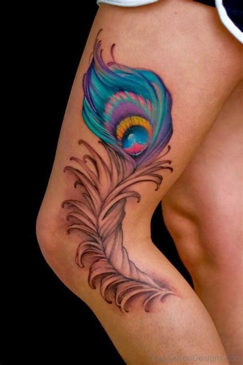 49 Stunning Peacock Tattoos On Thigh