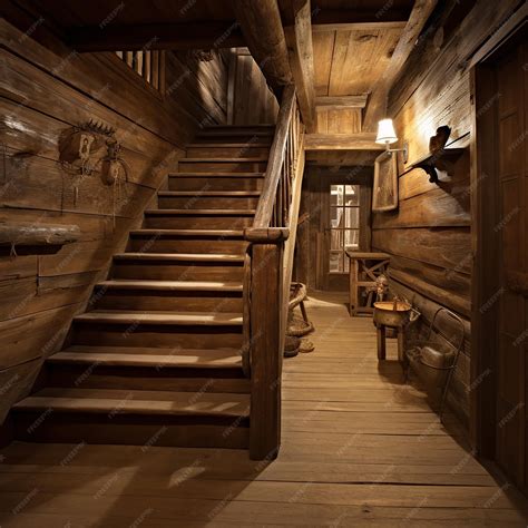 Premium AI Image | Cozy Abode Rustic House Hallway Interior with Wooden