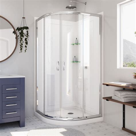 Dreamline Prime 33 W X 33 D X 7675 H Round Sliding Shower Enclosure With Base Included