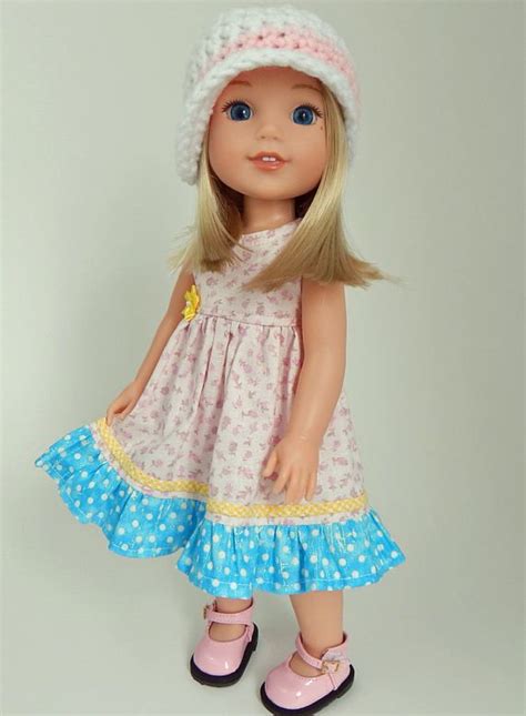14 5 inch doll clothes pink floral dress with crochet hat etsy pink floral dress dresses